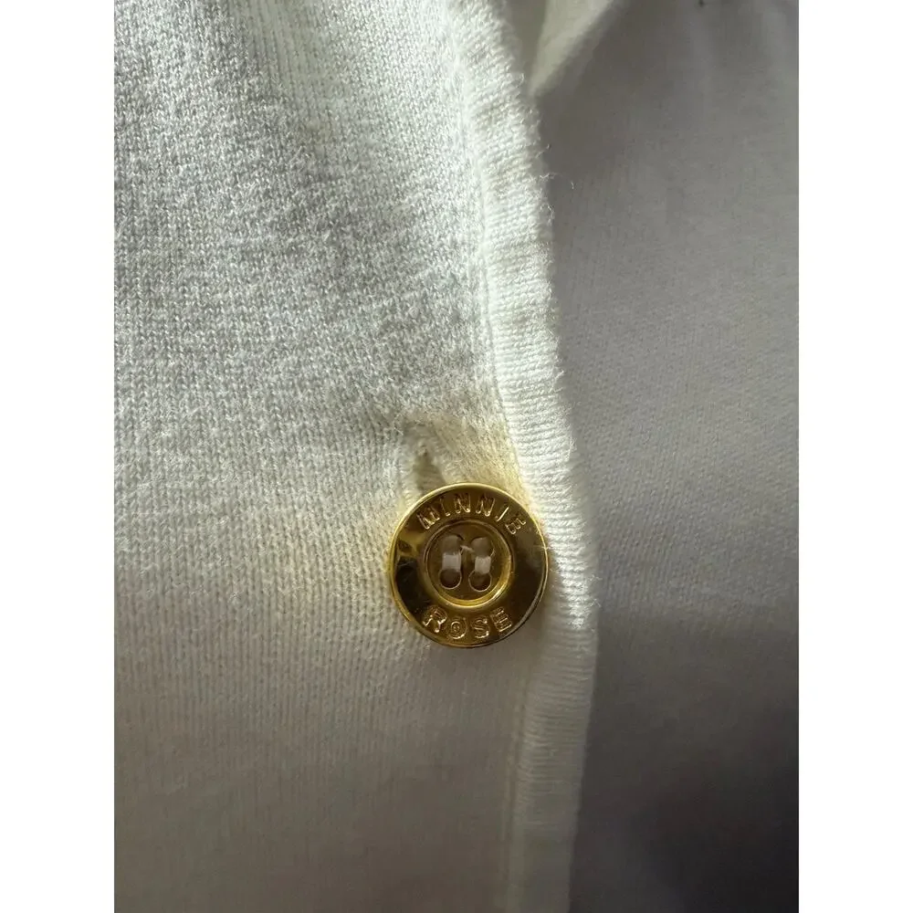 Mini Rose Women’s White Blazer Jacket S Cotton Nylon Spandex Gold Buttons - Picture 5 of 12
